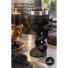 Yenilig 10 Adet Kedi Figürlü 3D Paslanmaz Çelik Kadeh Bardak – 20×7 cm Ölçülü Dekoratif Içecek Bardağı, Cup, Glass