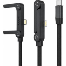 Ms Armor Series HP-ALC01 27W Hızlı Şarj Kablosu - 1.5m Entegre Telefon Standlı ve 90° Açılı Lightning Şarj/veri Kablosu Dayanıklı Örgülü Yapı
