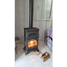 Firestove Fire Stove  FRS-024   Modena Lüx Oven Kuzineli 3 Tarafı Camlı Komple Pik Döküm Şömine Soba