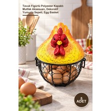 Yenilig 5 Adet Metal Yumurta Sepeti – Tavuk Figürlü Polyester Kapaklı Mutfak Aksesuarı, Dekoratif Yumurta Sepeti, Egg Basket