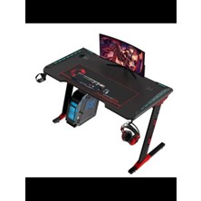 Ms Raptor Il Serisi Z Şeklinde Rgb Akıcı Işıklı Oyun Masası (Boyut: 140-60-72 Cm), (800×300×3 mm - Fare Altlığı), Kulaklık Askısı ve Bardak Tutacağı Dahil - Siyah