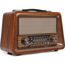 Ms Gerçek Ahşap Eskitme Görünümlü Bluetooth Hoparlör Mp3 Çalar Müzik Kutusu Nostaljik Radyo