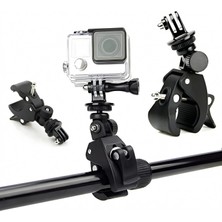 Ms Evrensel Alüminyum Alaşımlı Aksiyon Kamerası Montaj Kelepçesi, 360° Döner, Motosiklet ve Bisiklet – Gopro Hero 11/10/9/8/7/6/5, INSTA360, Akaso, Dji Osmo Action, Pocket ile Uyumlu, Siyah