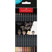 Ms Black Edition Boya Kalemi 12’li Skin Tones, Siyah Lata, Siyah Kağıda Uyumlu, Ergonomik Üçgen Gövde, Ten Renkleri