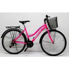 Defne Store Bisiklet 2650 Model 26 Jant Bisiklet Çamurluk Bagaj Sepetli Pembe Lady Model