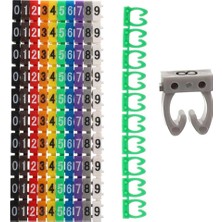 Ms 0-9 Dijital Kodlu Renkli Kablo Işaretleyici, Pvc Malzeme, Çok Renkli, Silindirik, Mat Finish, 100 Adet, Numaratör (1.5 Mm)
