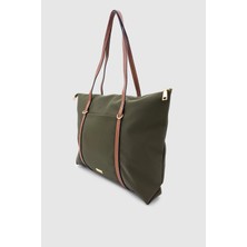 Sargınlar Vicenza Paraşüt Kumaş Şeritli Shopper Çanta Taba