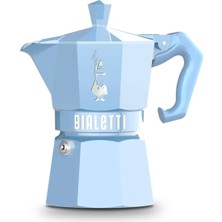 Ms Moka Exclusive: 3 Cups Ocak Üstü Espresso Pişirici - 130ML - Mavi Renk - Alüminyum Gövde - Patentli Güvenlik Valfi - Tüm Ocak Türleri Için Uygundur (Indüksiyon Hariç)