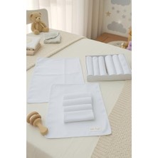 Defne Store Özel Seri 7'LI%100 Pamuklu Bebek Ağız Silme Mendili Bebek Mendili (Beyaz)