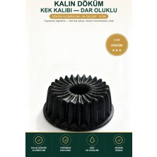 Viracasa Kalın Döküm Kek Kalıbı Dar Oluklu Siyah 24 cm Çap Yapışmaz Bundt Pasta Kalıbı