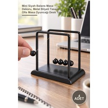 Yenilig 4 Adet Newton Denge Topu – Mini Siyah Balans Masa Dekoru, Metal Bilyeli Tasarım, Ofis Masa Oyuncağı Desk Toy