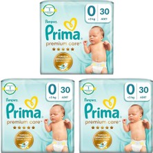 Ms Bebek Bezi Premium Care 0 Numara 30 Adet 3lü Paket