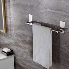 Defne Store Paslanmaz Çelik 40 cm Havluluk Askılık, Inox, Kendinden Yapışkanlı, Vida Yok