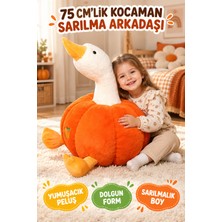 Open City 75 cm Balkabağı Ördek Peluş Oyuncak Turuncu Büyük Boy Yumuşak Sarılmalık Tatlı Sevimli Oyun Arkadaşı