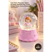Yenilig 2 Adet Mini Işıklı Sevimli Kız Kar Küresi – Cam Küre, Polyester Taban, Pil Dahil, Hareketli Kar Taneli, Hediye Dekor, Snow Globe