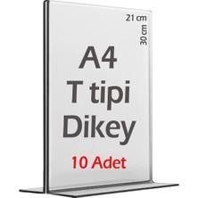 Defne Store A4 T-Tipi Dikey Şeffaf Föylük Menü Broşür Etiket Fotoğraflık Albüm Stand Sehpa (10 Adet)