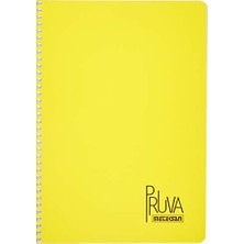Defne Store Pruva A4 Pet Spiralli Karton Kapaklı Defter 144 Yaprak - Kareli - Sarı
