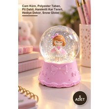 Yenilig 5 Adet Mini Işıklı Sevimli Kız Kar Küresi – Cam Küre, Polyester Taban, Pil Dahil, Hareketli Kar Taneli, Hediye Dekor, Snow Globe