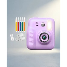 Eğlenceli Çocuk Fotoğraf Makinesi 4 Rulo Kağıt ve 5 Kalem Ile