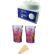 Defne Store Sir Ağda Makinesi, 2 Adet Pudralı Boncuk Ağda ve Spatula Seti