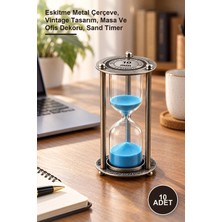 Yenilig 10 Adet Metal 10 Dakikalık Kum Saati – Eskitme Metal Çerçeve, Vintage Tasarım, Masa ve Ofis Dekoru, Sand Timer