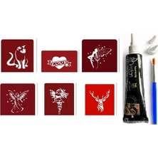 Defne Store Kalıp, Periler Hint Kınasıyla Geçici Dövme Yapma Seti Fırça ve 6 Adet Hediyeli