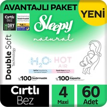 Ms Natural Double Soft Avantajlı Paket Bebek Bezi 4 Numara Maxi 60 Adet