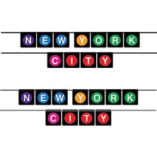 Defne Store 53650 Asılı Afişler, 2 Parça New York City Parti Dekorasyonları, 12,7 cm x 6 ', Siyah/mor/mavi/sarı/yeşil/pembe/kırmızı