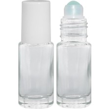 Defne Store 5 ml Boş Parfüm Esans Şişesi Roll On Cam, Beyaz Kapak Takım 20 Adet