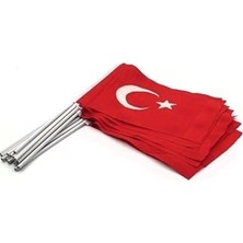 Defne Store Lona Sanat Sopalı Kumaş Türk Bayrağı (20 x 30) - 10 Adet