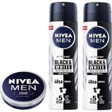 Defne Store Erkek Sprey Deodorant Black&white Invisible Original 150 ml X2 Adet ve Erkek Bakım Kremi 30 ml