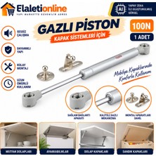 Elaletionline Dolap Amortisörü,gazlı Piston 100 N Gri 1.kalite