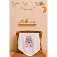 Pia Baby Isme Özel Kız Bebek Battaniyesi 80X80 cm %100 Pamuk Çift Kat Penye Organik Baskılı Isimli Bebek Battaniyesi