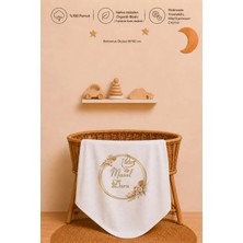 Pia Baby Isme Özel Kız Bebek Battaniyesi 80X80 cm %100 Pamuk Çift Kat Penye Organik Baskılı Isimli Bebek Battaniyesi