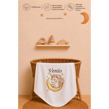Pia Baby Isme Özel Kız Bebek Battaniyesi 80X80 cm %100 Pamuk Çift Kat Penye Organik Baskılı Isimli Bebek Battaniyesi