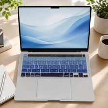 Defne Store MacBook Pro Türkçe Q Klavye Koruyucu A2338 M1/m2 A2251 A2289 A2141 Uyumlu Silikon Keyboard Cover Touch Bar 13 Inç 16 Inç Lacivert Mavi