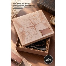 Yenilig 3 Adet Pusula Temalı Hediye Kutusu – Boş Hediye Box, Kişiye Özelleştirilebilir Mukavva Kutu, Tesbih Kutusu Alternatifi, Gift Box