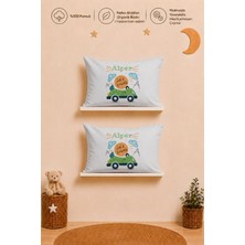 Pia Baby Isimli Erkek Bebek 2'li Yastık Kılıfı 35X45 cm %100 Pamuk Organik Baskılı Isme Özel Bebek Hediyesi