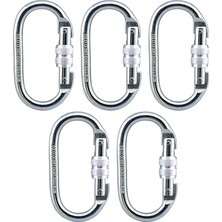 Defne Store Oval Kilitli Karabina 10 mm Kanca Paslanmaz Çelik Kilit Tırmanma Kamp Ekipman Tırmanış Kilidi 5 Adet
