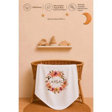 Pia Baby %100 Pamuk Isimli Kız Bebek Battaniyesi 80X80 cm Çift Kat Penye Organik Baskılı Isme Özel Bebek Battaniyesi Bebek Hediyesi