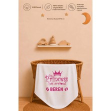 Pia Baby %100 Pamuk Isimli Kız Bebek Battaniyesi 80X80 cm Çift Kat Penye Organik Baskılı Isme Özel Bebek Battaniyesi Bebek Hediyesi