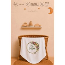 Pia Baby Isme Özel Kız Bebek Battaniyesi 80X80 cm %100 Pamuk Çift Kat Penye Organik Baskılı Isimli Bebek Battaniyesi