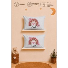 Pia Baby Isme Özel Kız Bebek 2'li Yastık Kılıfı 35X45 cm %100 Pamuk Organik Baskılı Isimli Bebek Hediyesi