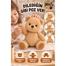 Open City 23 cm Hareketli Ayı Peluş Oyuncak Kahverengi Oynar Baş Kol Bacak Yumuşak Sevimli Ayıcık Oyun Arkadaşı