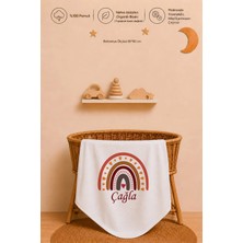 Pia Baby Isme Özel Kız Bebek Battaniyesi 80X80 cm %100 Pamuk Çift Kat Penye Organik Baskılı Isimli Bebek Battaniyesi
