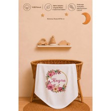 Pia Baby Isme Özel Kız Bebek Battaniyesi 80X80 cm %100 Pamuk Çift Kat Penye Organik Baskılı Isimli Bebek Battaniyesi