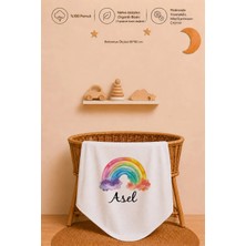 Pia Baby Isme Özel Kız Bebek Battaniyesi 80X80 cm %100 Pamuk Çift Kat Penye Organik Baskılı Isimli Bebek Battaniyesi