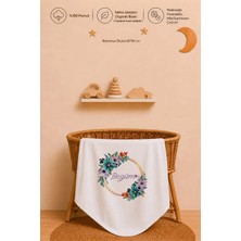 Pia Baby Isme Özel Kız Bebek Battaniyesi 80X80 cm %100 Pamuk Çift Kat Penye Organik Baskılı Isimli Bebek Battaniyesi