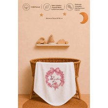Pia Baby Isme Özel Kız Bebek Battaniyesi 80X80 cm %100 Pamuk Çift Kat Penye Organik Baskılı Isimli Bebek Battaniyesi