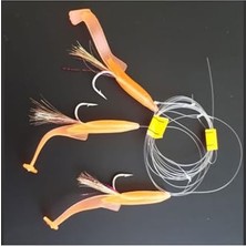 Defne Store Silikon At Çek Takımı (2 Ad) V8 Silikon Balıklı Çapari 6,5 cm Turuncu